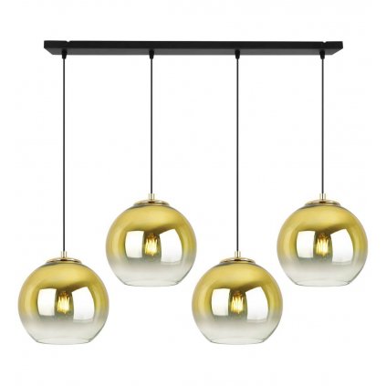 Závesné svietidlo Bergen Gold, 4x zlaté/transparentné sklenené tienidlo (fi 20cm)
