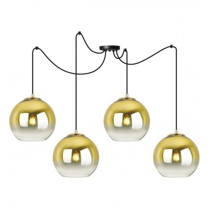 Závesné svietidlo Bergen Gold Spider, 4x zlaté/transparentné sklenené tienidlo (fi 20cm)