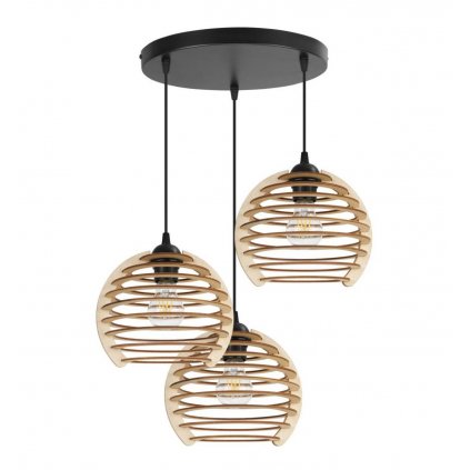 Závesné svietidlo Timber, 3x drevené tienidlo, o, n