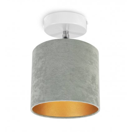 Bodové svietidlo Mediolan, 1x olivové/zlaté textilné tienidlo, (výber z 2 farieb konštrukcie - možnosť polohovania)