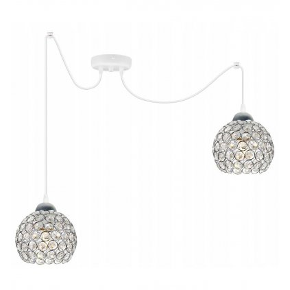 Závesné svietidlo Crystal Spider, 2x strieborné krištáľové tienidlo, (chrómové uchytenie), w