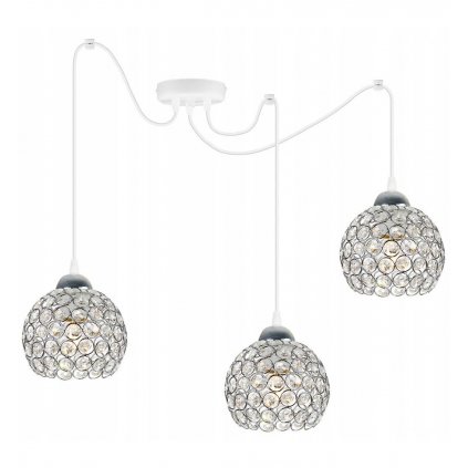 Závesné svietidlo Crystal Spider, 3x strieborné krištáľové tienidlo, (chrómové uchytenie), w