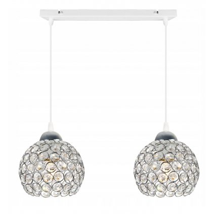 Závesné svietidlo Crystal, 2x strieborné krištáľové tienidlo, (chrómové uchytenie), w