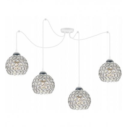Závesné svietidlo Crystal Spider, 4x strieborné krištáľové tienidlo, (chrómové uchytenie), w