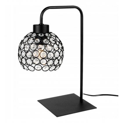 Stolná lampa Crystal, 1x čierne krištáľové tienidlo