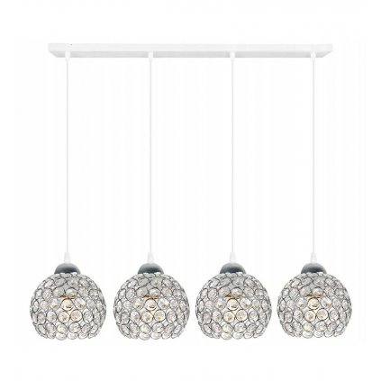 Závesné svietidlo Crystal, 4x strieborné krištáľové tienidlo, (chrómové uchytenie), w