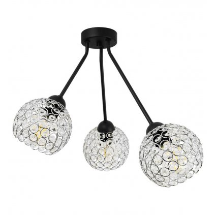 Stropné svietidlo Crystal Trio, 3x strieborné krištáľové tienidlo