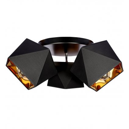 Stropné svietidlo Diamond gold, 3x čierne/zlaté textilné tienidlo, (možnosť polohovania), o