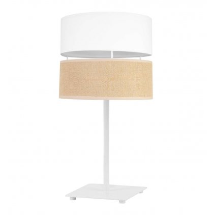 Stolná lampa Juta, 1x jutové/biele textilné tienidlo, n, w