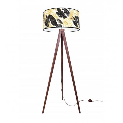 Stojacia lampa Gold Flowers, 1x biele textilné tienidlo s kvetinovým vzorom, (výber zo 4 farieb konštrukcie), (fi 40cm)