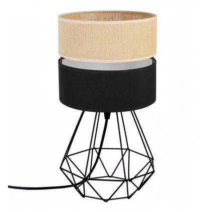 Stolná lampa Juta, 1x jutové/čierne textilné tienidlo, d