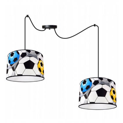 Detské závesné svietidlo Soccer Spider, 2x textilné tienidlo so vzorom, (výber z 2 farieb konštrukcie)
