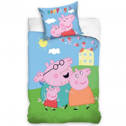 DETSKÉ BAVLNENÉ OBLIEČKY PEPPA PIG 100X135 CM, 1KS 40X60 CM VZOROVANÉ