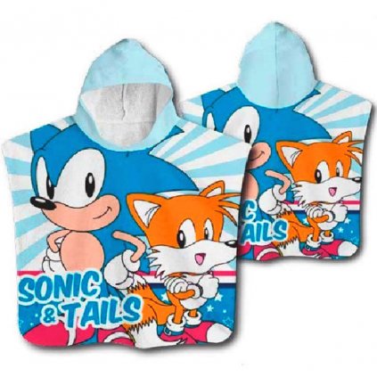 DETSKÝ BAVLNENÝ PONČO UTERÁK S KAPUCŇOU SONIC 50X100 CM VZOROVANÝ