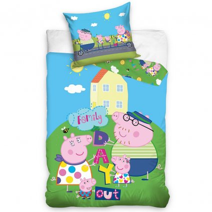 DETSKÉ BAVLNENÉ OBLIEČKY PEPPA PIG 100X135 CM, 1KS 40X60 CM VZOROVANÉ