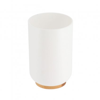 Kúpeľňový pohár Besson, biela/s drevenými prvkami, 300 ml