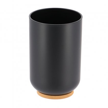 Kúpeľňový pohár Besson, čierna/s drevenými prvkami, 300 ml