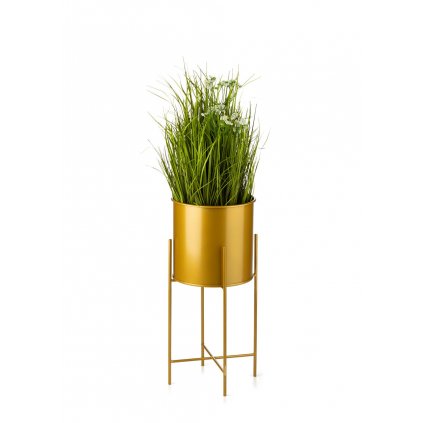 KOVOVÝ KVETINÁČ SO STOJANOM GOLDEN 55X21 CM ZLATÁ