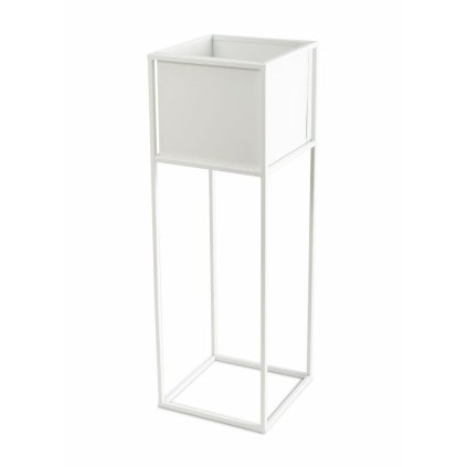 KOVOVÝ KVETINÁČ SO STOJANOM PLAIN 70X24 CM BIELA