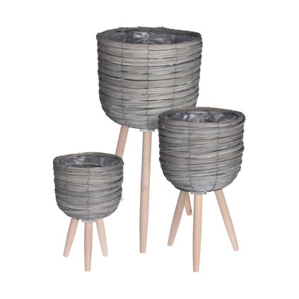 KVETINÁČ Z MORSKEJ TRÁVY GRAS SADA 3KS 60X30 CM+45X25 CM+33X21 CM SIVÁ
