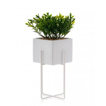 KERAMICKÝ KVETINÁČ SO STOJANOM MIZU 22X12 CM BIELA