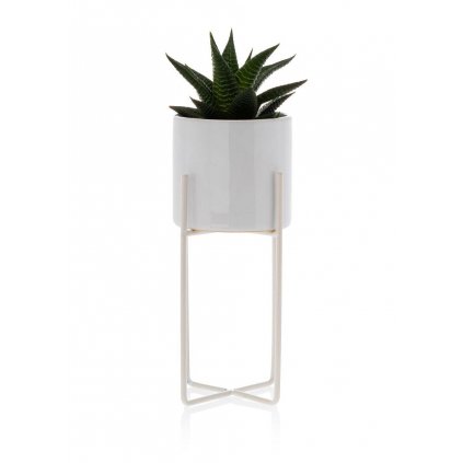 KERAMICKÝ KVETINÁČ SO STOJANOM FLORRI 22X10,5 CM BIELA