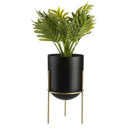 KOVOVÝ KVETINÁČ SO STOJANOM LOFT1 20X12 CM ČIERNA/ZLATÁ