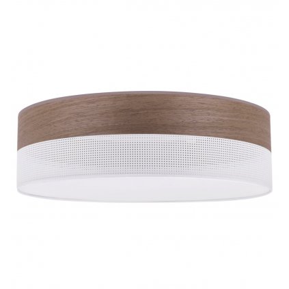 Stropné svietidlo Wood, 1x hnedá orechová dýha/biele plastové tienidlo, (biele plexisklo), (fi 50cm)