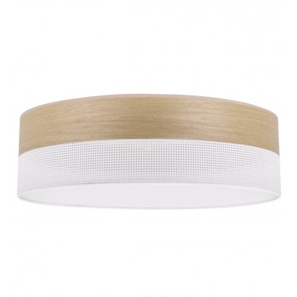Stropné svietidlo Wood, 1x dýha zlatý dub/biele plastové tienidlo, (biele plexisklo), (fi 50cm)