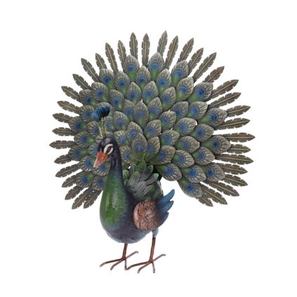 Záhradná kovová figúrka Peacock, 63x65 cm, viacfarebná