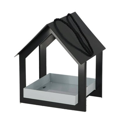 Závesné kŕmidlo pre vtáky Easy, 23x19x19 cm, kov, čierna