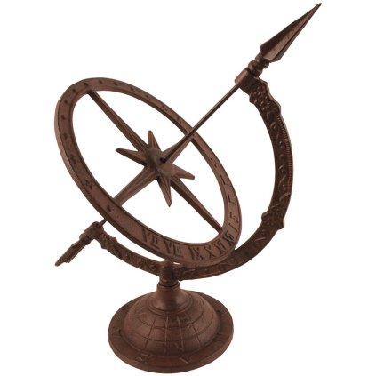 Slnečné hodiny Sphere, 38,5x24,5 cm, liatina, hnedá