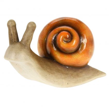 Záhradná figúrka z polyresinu Snail, 12,5 cm, oranžová