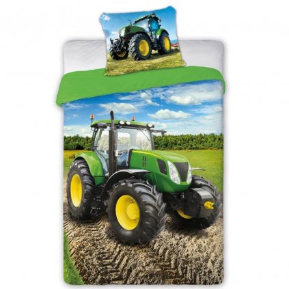 DETSKÉ BAVLNENÉ OBLIEČKY TRACTOR 140X200 CM, 1KS 70X90 CM VZOROVANÉ