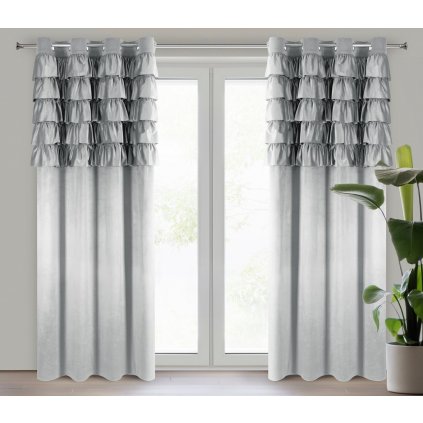 ZATEMŇOVACÍ ZÁVES NA KRÚŽKOCH AURA 140X250 CM STRIEBORNÁ