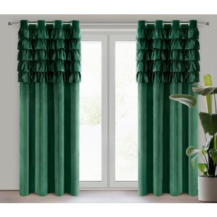 ZATEMŇOVACÍ ZÁVES NA KRÚŽKOCH AURA 140X250 CM TMAVOZELENÁ