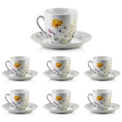 Porcelánová šálka s podšálkou Joy Spring 250 ml sada 6ks