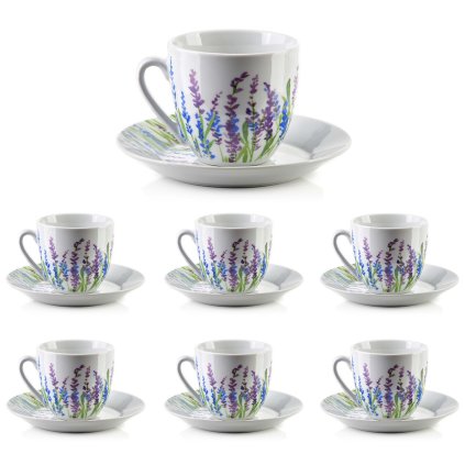 Porcelánová šálka s podšálkou Joy Heather 250 ml sada 6ks