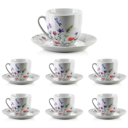 Porcelánová šálka s podšálkou Joy Dragonfly 250 ml sada 6ks