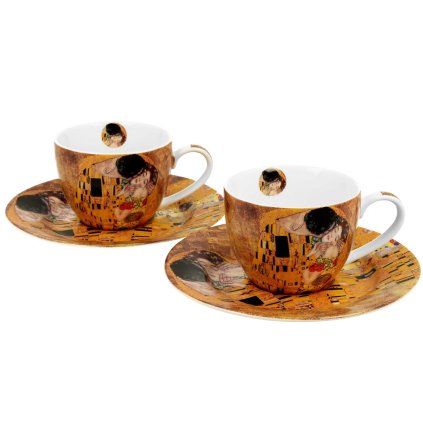Porcelánová šálka s podšálkou Klimt The Kiss 90 ml sada 2ks