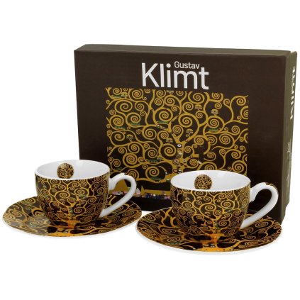 Porcelánová šálka s podšálkou Klimt Tree Of Life 90 ml sada 2ks