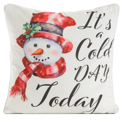 VIANOČNÁ DEKORAČNÁ OBLIEČKA NA VANKÚŠ SNOWMAN 45X45 CM VZOROVANÁ