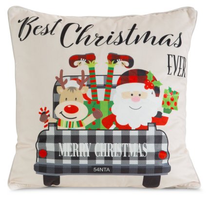 VIANOČNÁ DEKORAČNÁ OBLIEČKA NA VANKÚŠ SANTA7 45X45 CM VZOROVANÁ