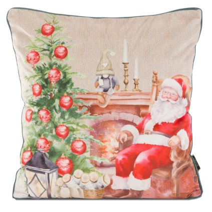 VIANOČNÁ DEKORAČNÁ OBLIEČKA NA VANKÚŠ SANTA5 45X45 CM VZOROVANÁ