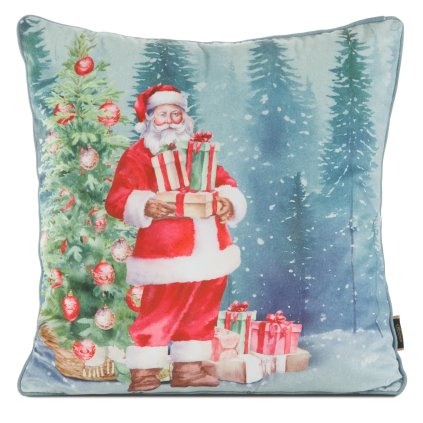 VIANOČNÁ DEKORAČNÁ OBLIEČKA NA VANKÚŠ SANTA4 45X45 CM VZOROVANÁ