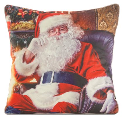VIANOČNÁ DEKORAČNÁ OBLIEČKA NA VANKÚŠ SANTA3 45X45 CM VZOROVANÁ