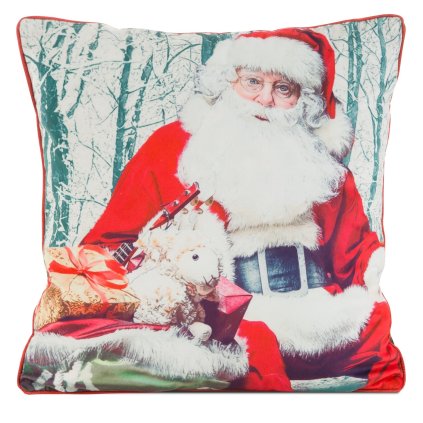 VIANOČNÁ DEKORAČNÁ OBLIEČKA NA VANKÚŠ SANTA1 45X45 CM VZOROVANÁ