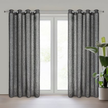 ZÁVES NA KRÚŽKOCH EVA MINGE TIFFANY 135X250 CM ČIERNA