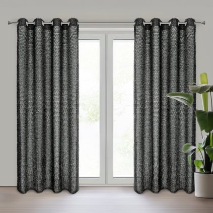 ZÁVES NA KRÚŽKOCH EVA MINGE TIFFANY 135X250 CM ČIERNA