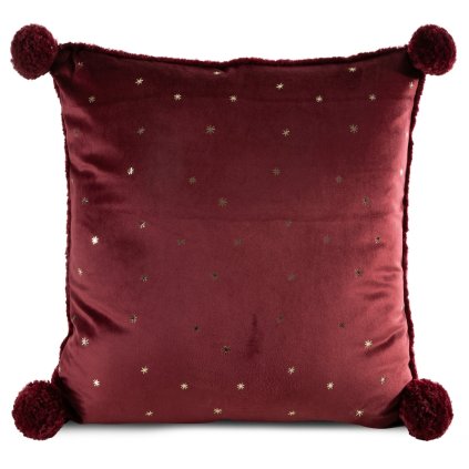 VIANOČNÁ DEKORAČNÁ OBLIEČKA NA VANKÚŠ STAR 45X45 CM BORDOVÁ